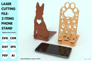 Soporte para teléfono de perro - 2 piezas - SVG - archivo de corte láser