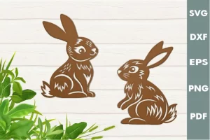 Diseño SVG de conejito de primavera | Corte láser de Pascua, Cricut, Silhouette