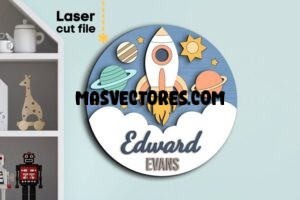 Nombre para bebe espacio - Corte Laser - Gratis