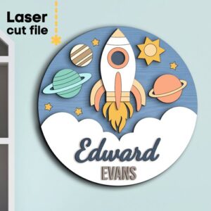 Nombre para bebe espacio - Corte Laser - Gratis