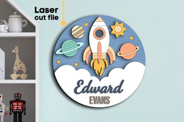 Nombre para bebe espacio - Corte Laser - Gratis