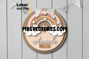 Nombre para bebe arcoíris - Corte Laser - Gratis