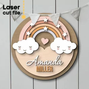 Nombre para bebe arcoíris - Corte Laser - Gratis