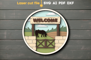 Archivos SVG cortados con láser de bienvenida a la granja