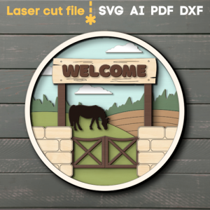 Archivos SVG cortados con láser de bienvenida a la granja