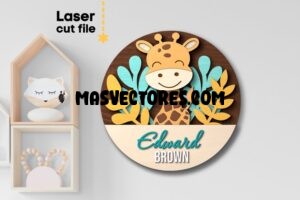 Nombre para bebe jirafa - Corte Láser - Gratis