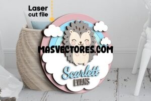 Nombre para bebe Erizo - Corte Láser - Gratis