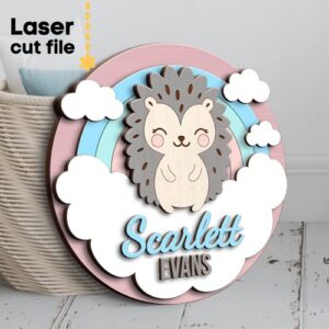 Nombre para bebe Erizo - Corte Láser - Gratis