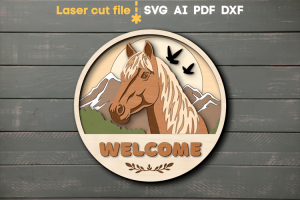 Archivos SVG cortados con láser de "Bienvenidos Caballos"