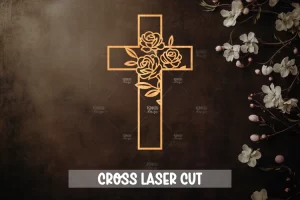 Silueta de cruz cristiana, cruz cortada con láser SVG