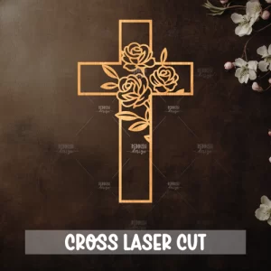 Silueta de cruz cristiana, cruz cortada con láser SVG