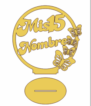 Mis 15 circulo con maripozas - Corte Laser