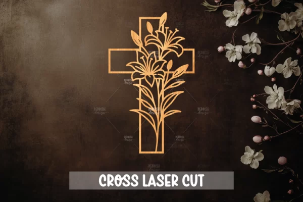 Silueta de cruz cristiana, cruz cortada con láser SVG