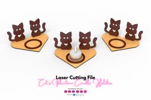 Portavelas de San Valentín de gato - archivo de corte por láser