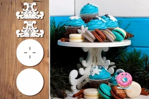 Archivos cortados con láser para soporte de pastel SVG