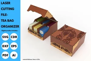 CAJA DE BOLSAS DE TÉ - archivo de corte por láser