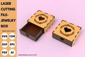 Cajita diseño corazón - Corte Láser