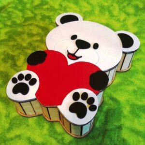 Caja de oso con corazón - Corte Laser Vector gratis