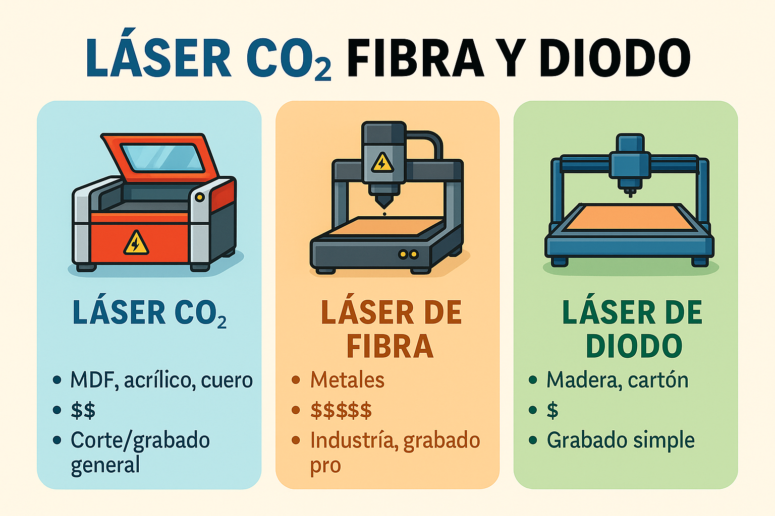 Láser CO₂, fibra o diodo: ¿Qué tipo de láser elegir para tu negocio?