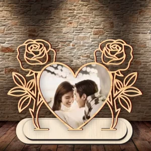 Porta fotos corzaon y rosas