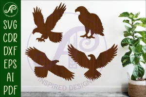 Arte de pared cortado con láser con silueta de águila calva