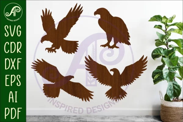 Arte de pared cortado con láser con silueta de águila calva
