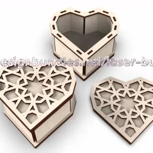 Caja de regalo de corazón geométrico del día de San Valentín SVG Archivos cortados por láser