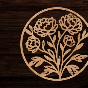 Letrero redondo con flores SVG, Letrero redondo cortado en madera SVG