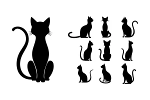 silueta de gatos negros - 10 variaciones