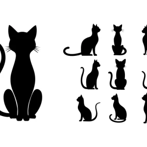 silueta de gatos negros - 10 variaciones