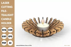 Candelabro con forma de girasol - archivo cortado con láser - SVG