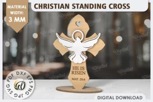 Corte láser de cruz cristiana. Decoración cristiana de Pascua SVG