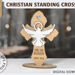 Corte láser de cruz cristiana. Decoración cristiana de Pascua SVG