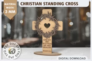 Cruz cristiana cortada a láser. Decoración cristiana de Pascua SVG.