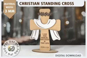 Cruz cristiana cortada a láser. Decoración cristiana de Pascua SVG.