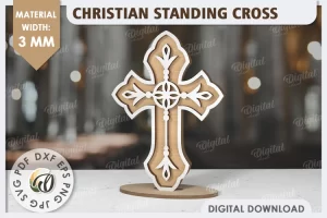 Cruz cristiana cortada a láser. Decoración cristiana de Pascua SVG.