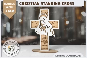 Cruz cristiana cortada a láser. Decoración cristiana de Pascua SVG.