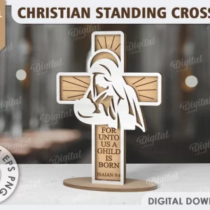 Cruz cristiana cortada a láser. Decoración cristiana de Pascua SVG.