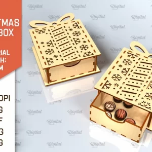Caja de regalo de Navidad cortada con láser. Diseño SVG de caja de regalos 3D