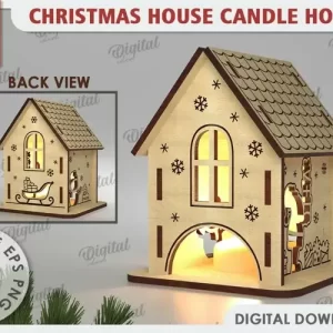 Candelabro navideño cortado a láser. Decoración navideña SVG.