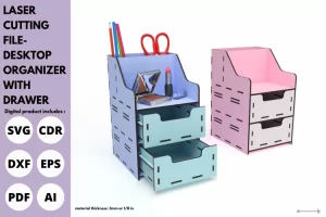 organizador de maquillaje y escritorio con cajón svg Archivo cortado por láser