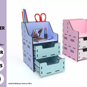 organizador de maquillaje y escritorio con cajón svg Archivo cortado por láser