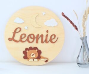 Nombre de bebe - león  - Corte láser gratis