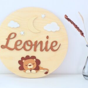 Nombre de bebe - león  - Corte láser gratis