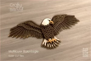 Archivos SVG de corte láser de águila calva en capas. Modelo SVG multicapa.