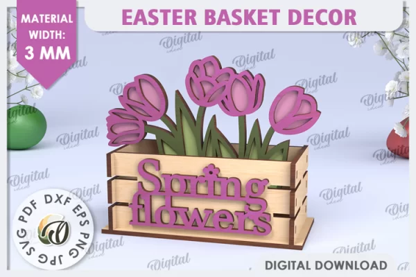 Decoración de cesta. Flores de primavera SVG