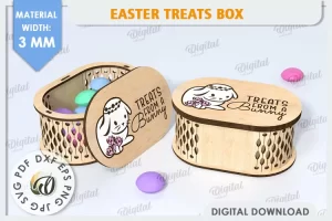 Caja de golosinas de Pascua cortada con láser. Caja de regalo de Pascua SVG