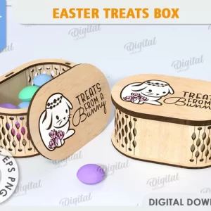 Caja de golosinas de Pascua cortada con láser. Caja de regalo de Pascua SVG