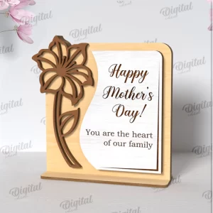 Tarjeta de regalo floral cortada a láser. Tarjeta de regalo del Día de la Madre SVG.