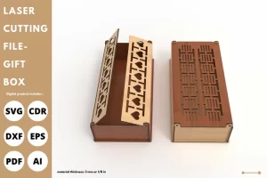 Caja de regalo patrón griego y caja de servicio svg archivo cortado por láser